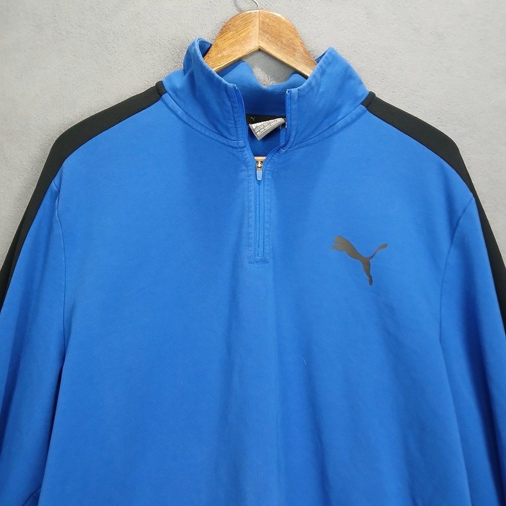 Puma Cloudspun Golf Top Mens 2XL Blue Logo Mock Neck Quarter Zip Performance - Picture 3 of 7